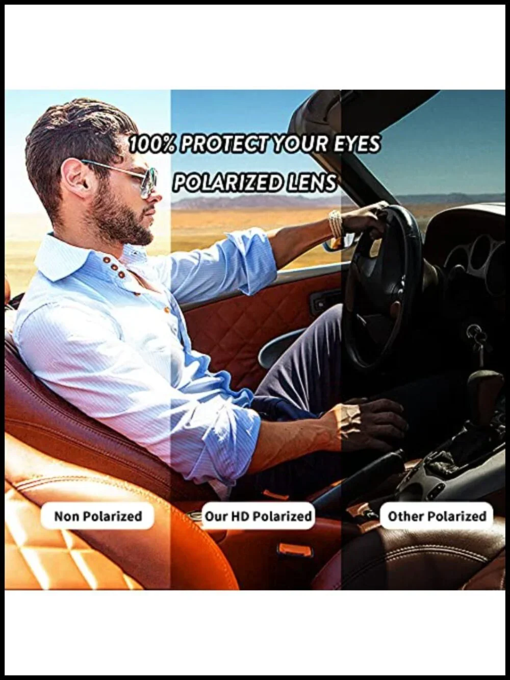 Oversized Square Polarized Sunglasses UV400 Shield Shades
